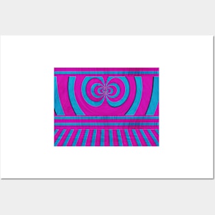 Pink and blue lined pattern Posters and Art